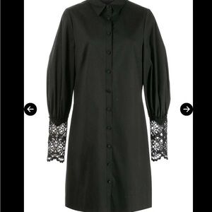 LELA ROSE 
Lace-Cuff Shirt Dress
